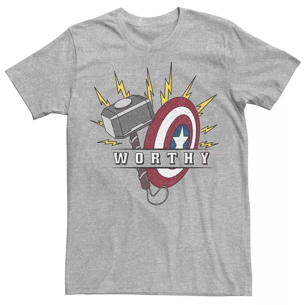 Men's Marvel Avengers Endgame Captain America Worthy Hammer Shield Graphic Tee,  Product Image