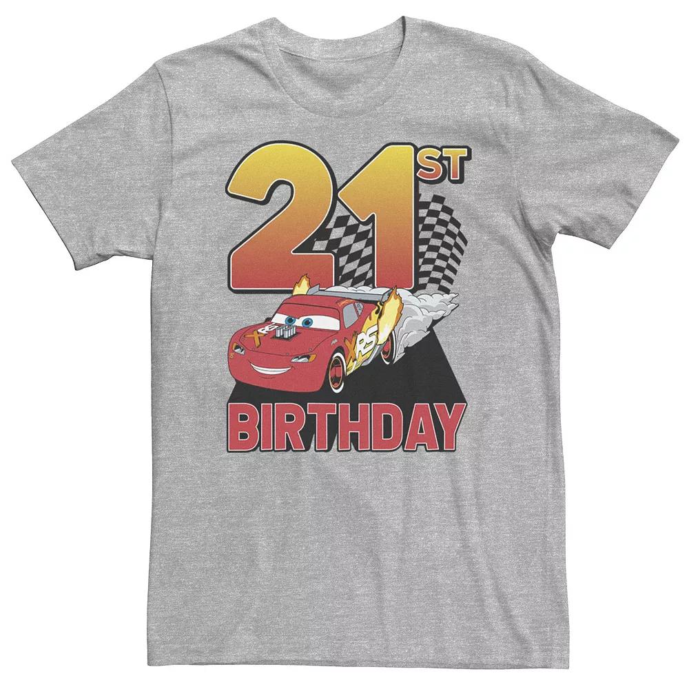 Big & Tall Disney / Pixar Cars Lightning McQueen 21st Birthday Tee, Men's, Size: 3XL Tall, Athletic Grey Product Image