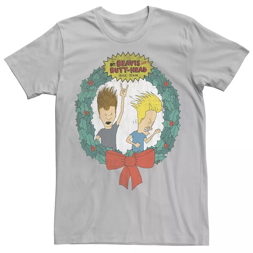 Men's Cartoon Network Beavis and Butthead Christmas Wreath Tee,  Product Image