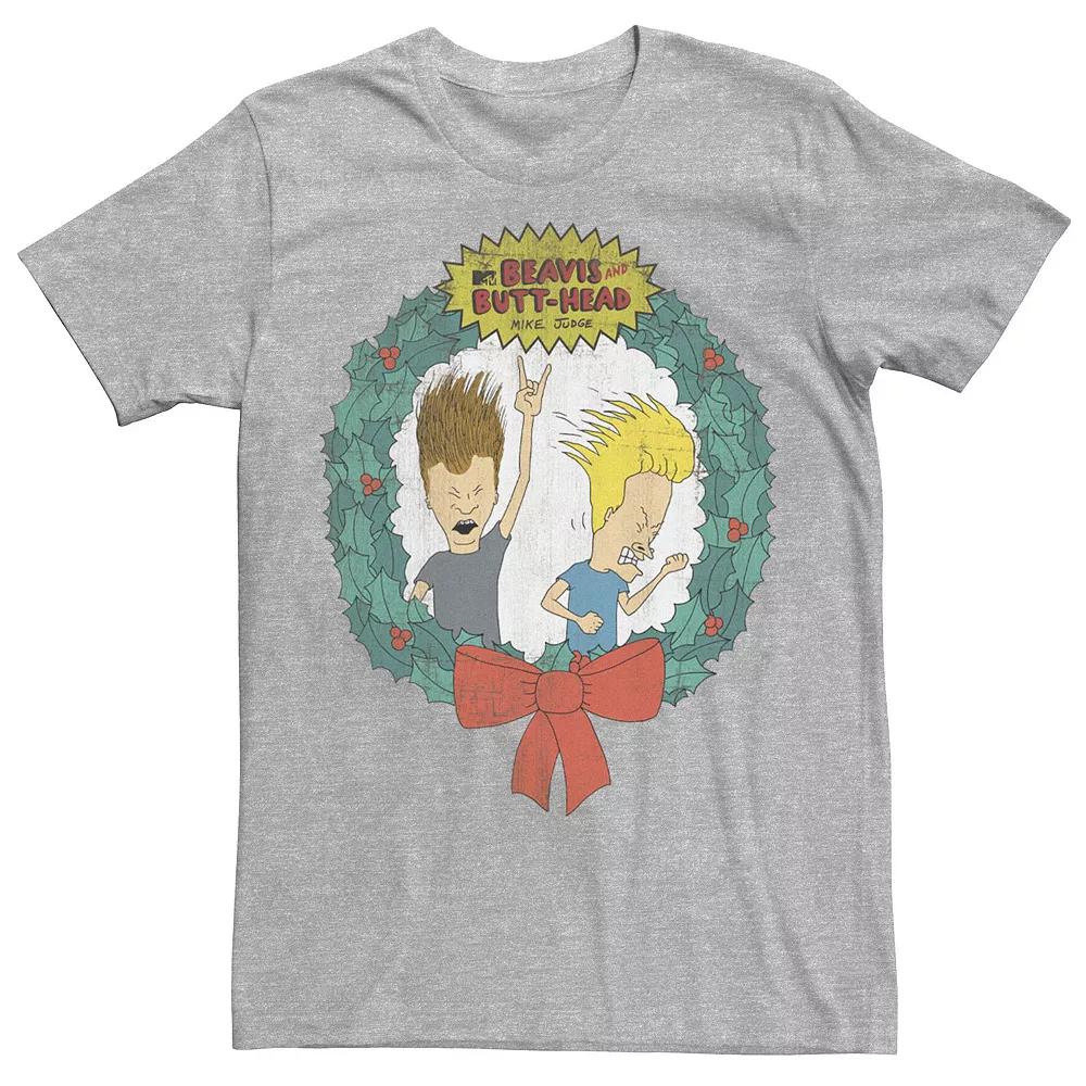 Men's Cartoon Network Beavis and Butthead Christmas Wreath Tee,  Product Image
