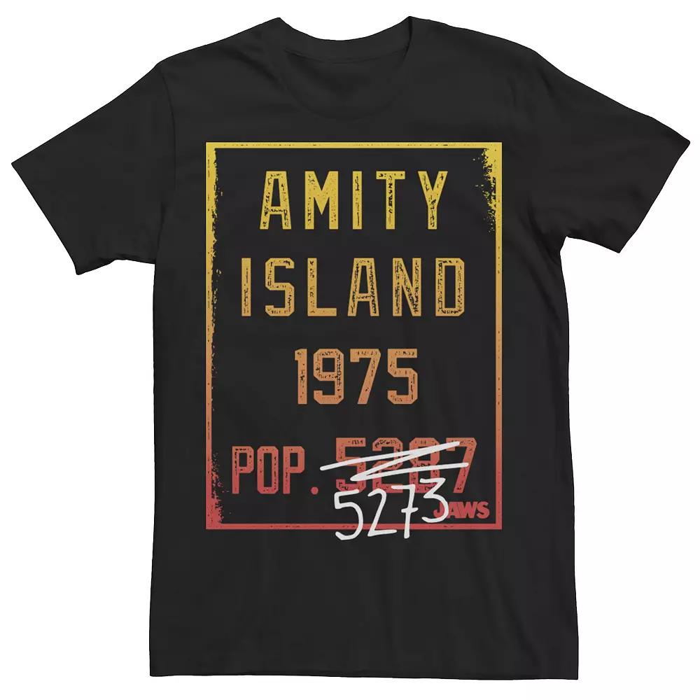 Men's Jaws Amity Island Population Change Sign Gradient Tee,  Product Image