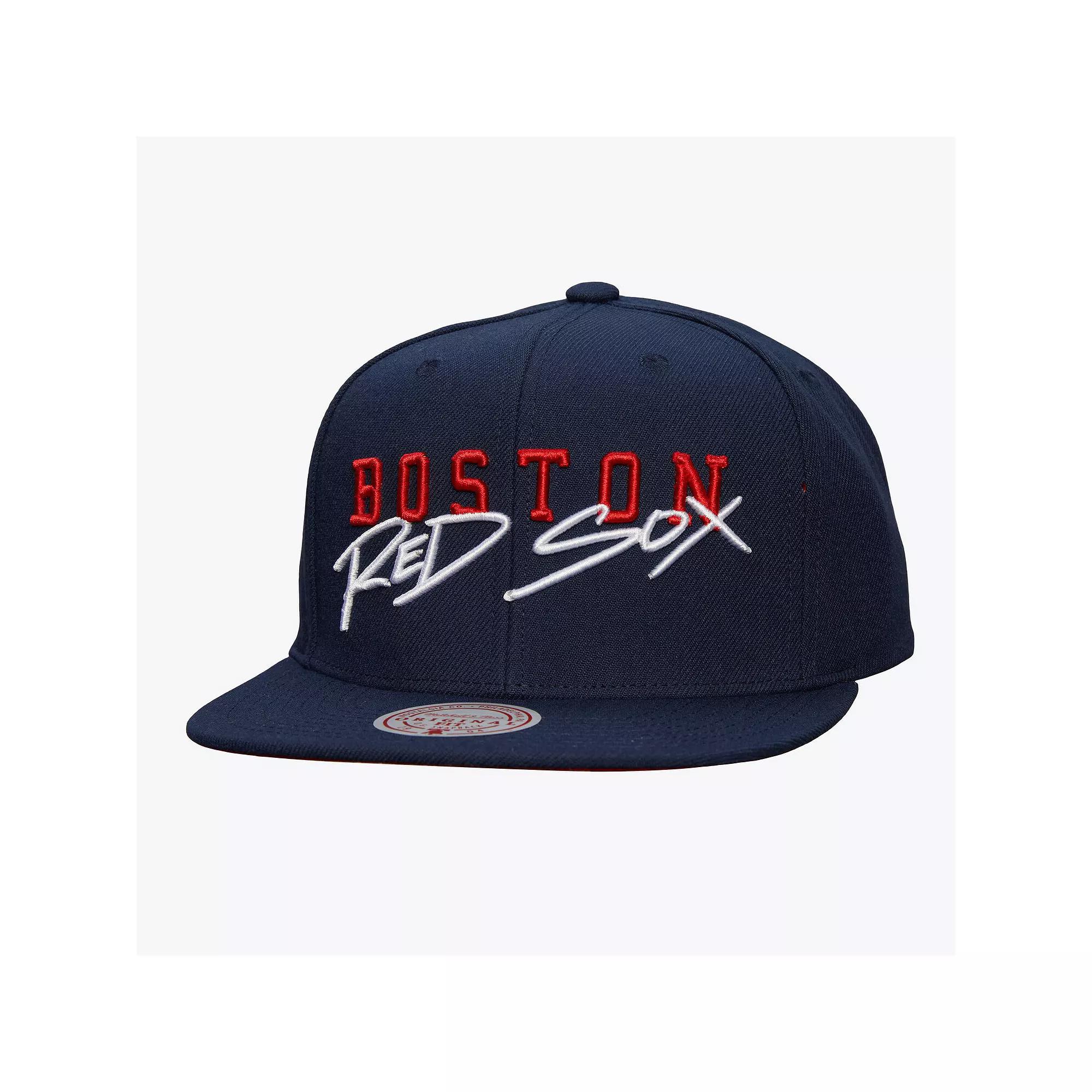 Men's Mitchell & Ness Navy Boston Red Sox Team Tagged Snapback Hat, Blue Product Image