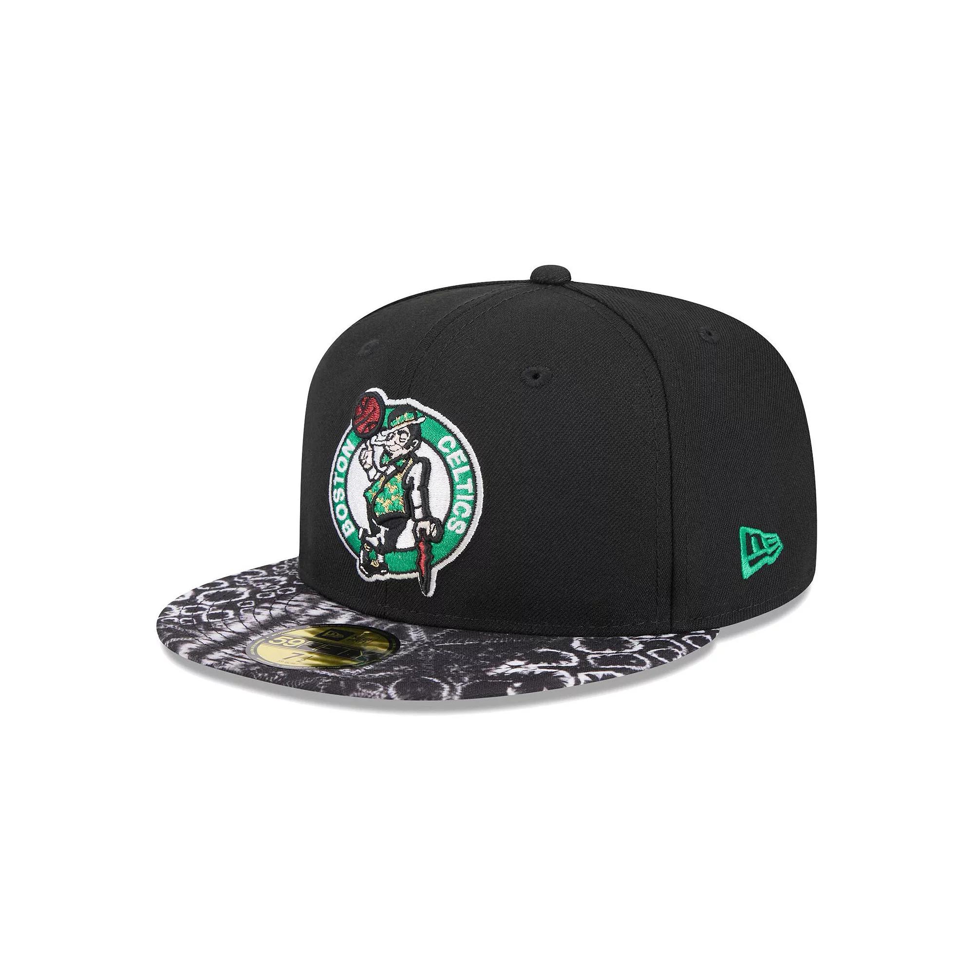 Men's New Era Black Boston Celtics Coral Reef Visor 59FIFTY Fitted Hat,  Product Image