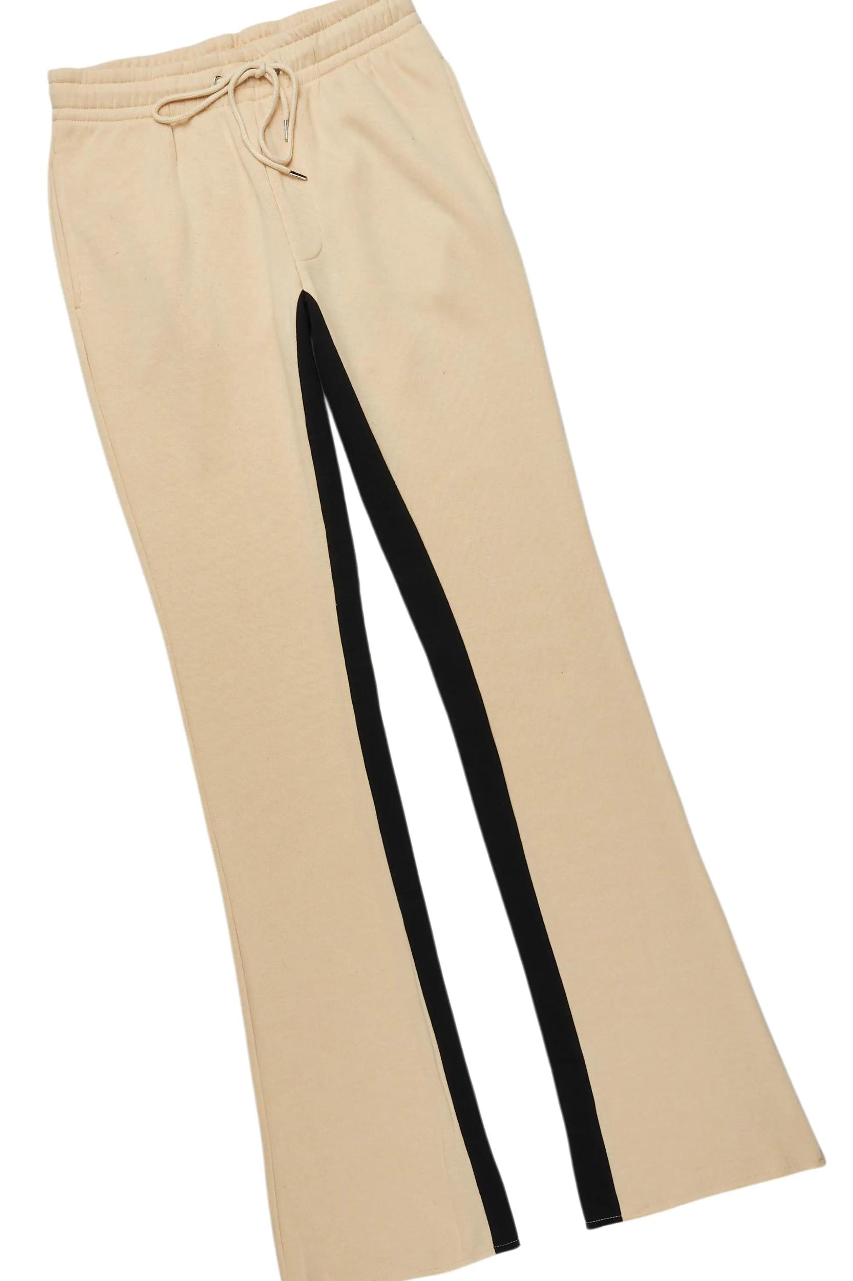 Basic Beige Hoodie/Baggy Track Pant Set Male Product Image