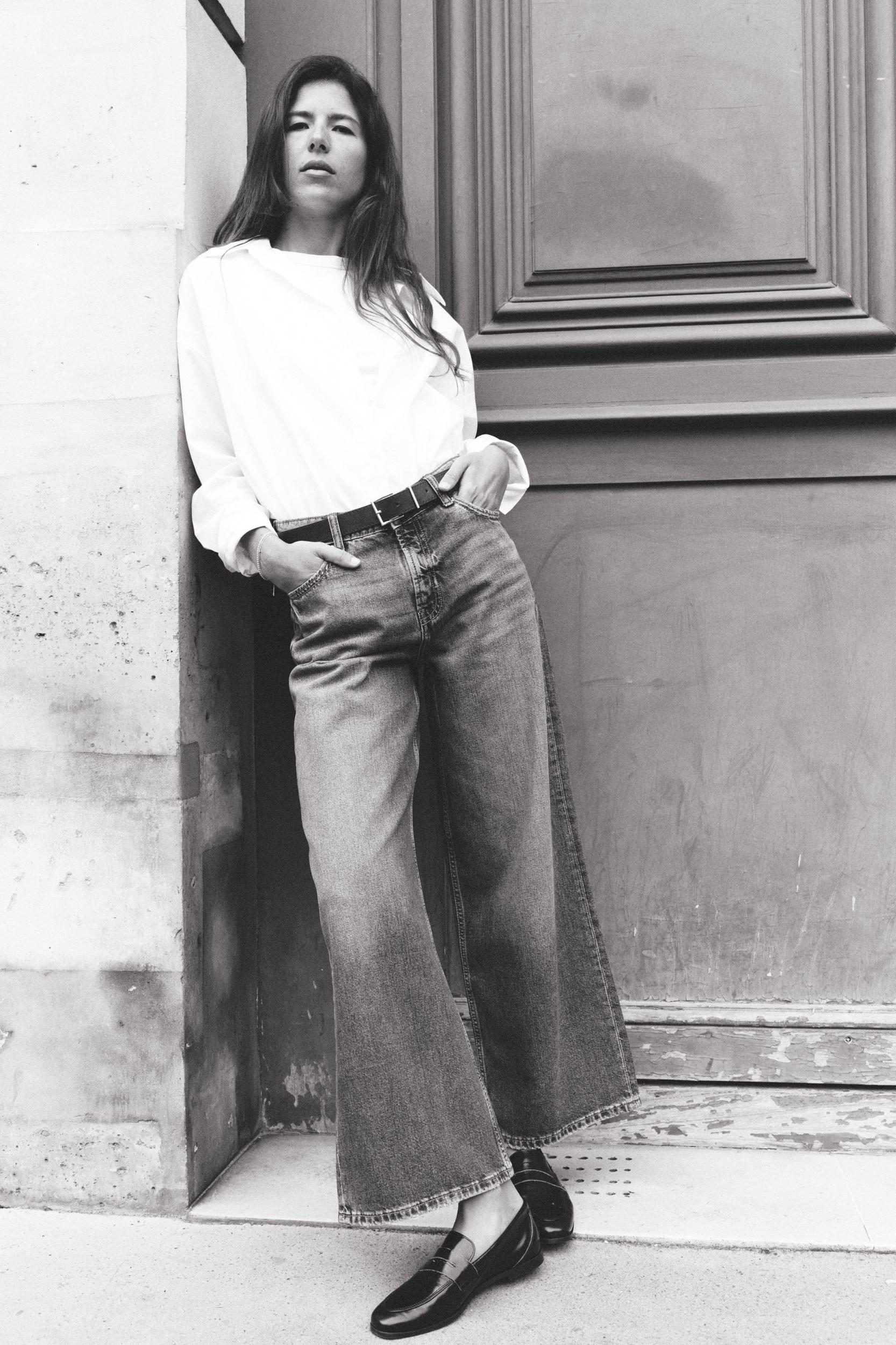 Z1975 HIGH-WAISTED CULOTTE BELTED JEANS Product Image