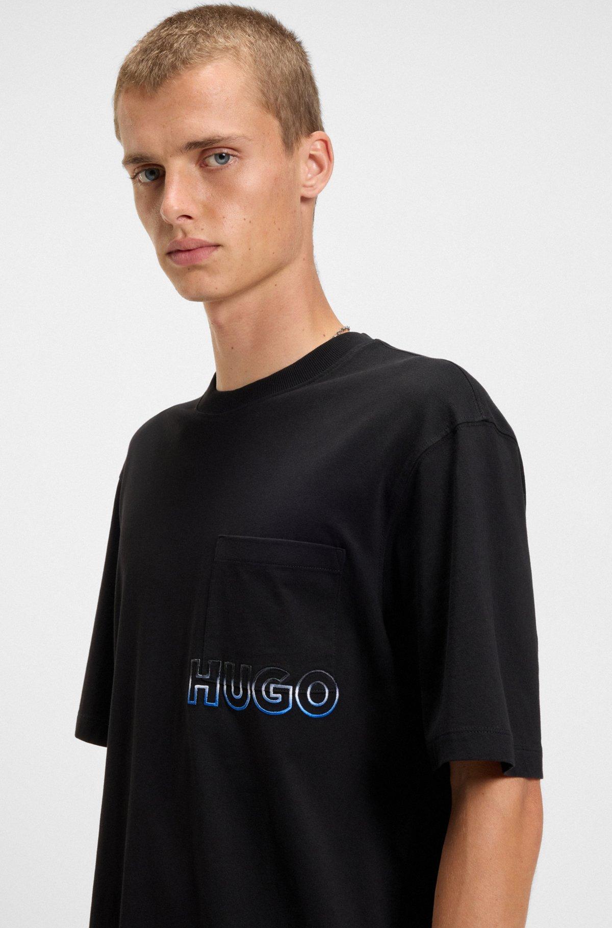 Cotton-jersey T-shirt with reverse-logo embroidery Product Image