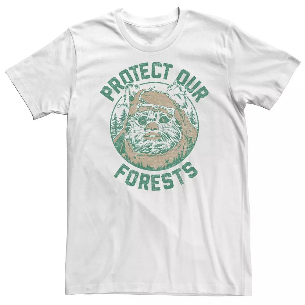 Big & Tall Star Wars Ewok "Protect Our Forests" Transparent Earth Day Tee, Men's, Size: 3XL, White Product Image