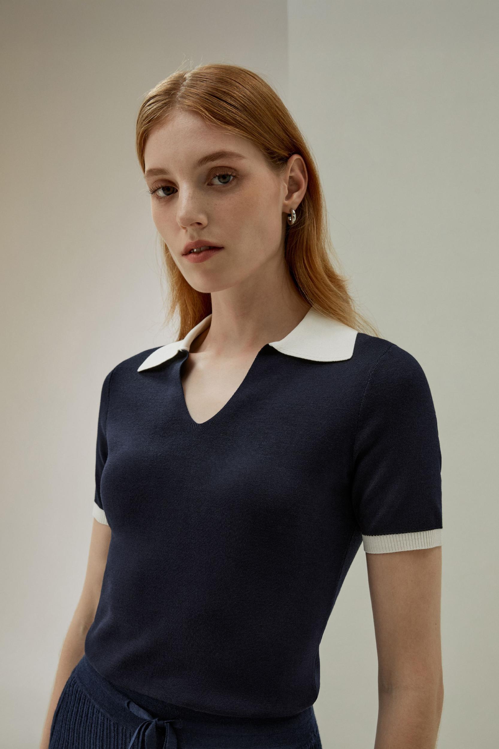 Timeless Mei Silk Knit Polo Product Image