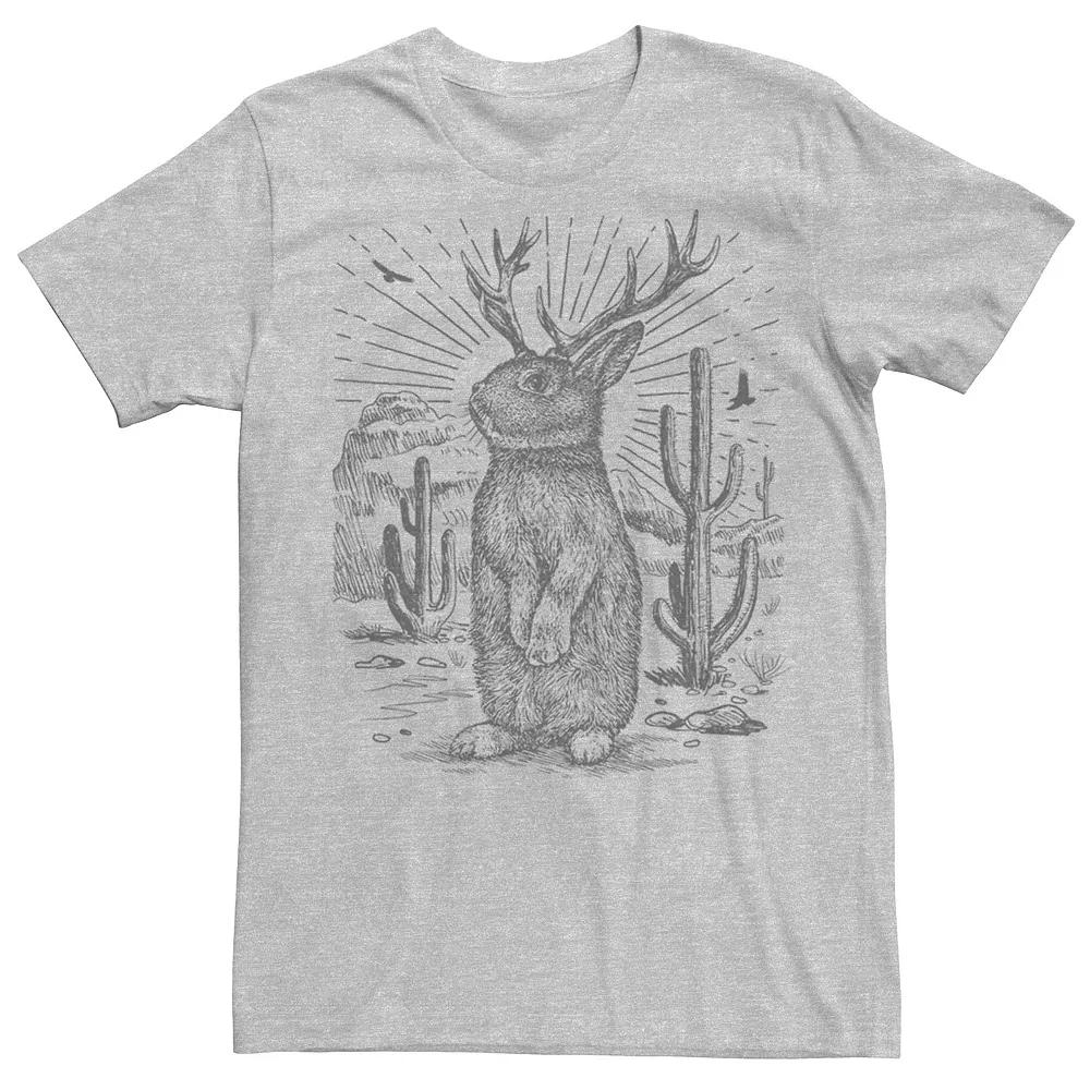 Men's Jackalope Line Art Graphic Tee, Size: Large, Athletic Grey Product Image