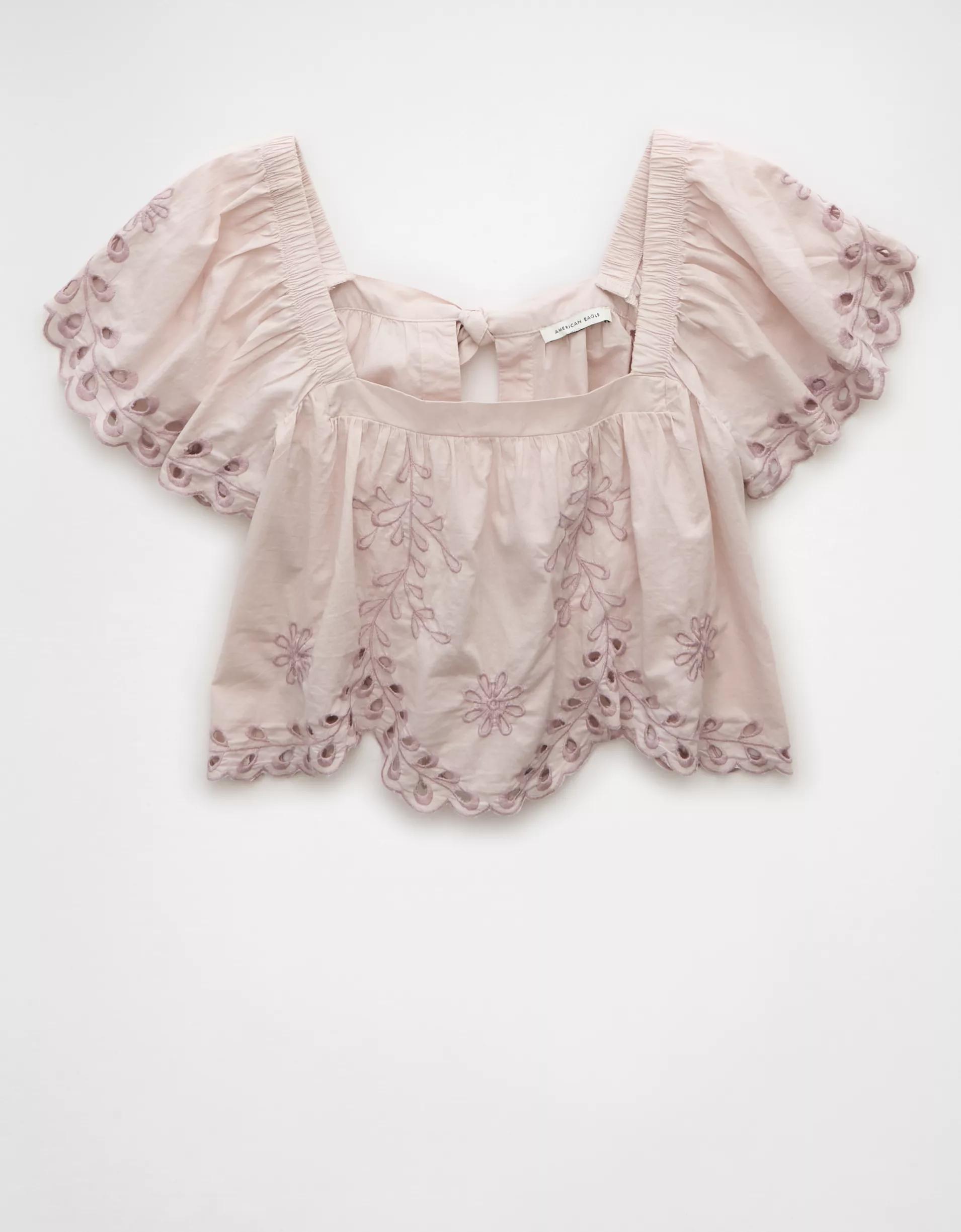 AE Tie Back Eyelet Crop Top Product Image
