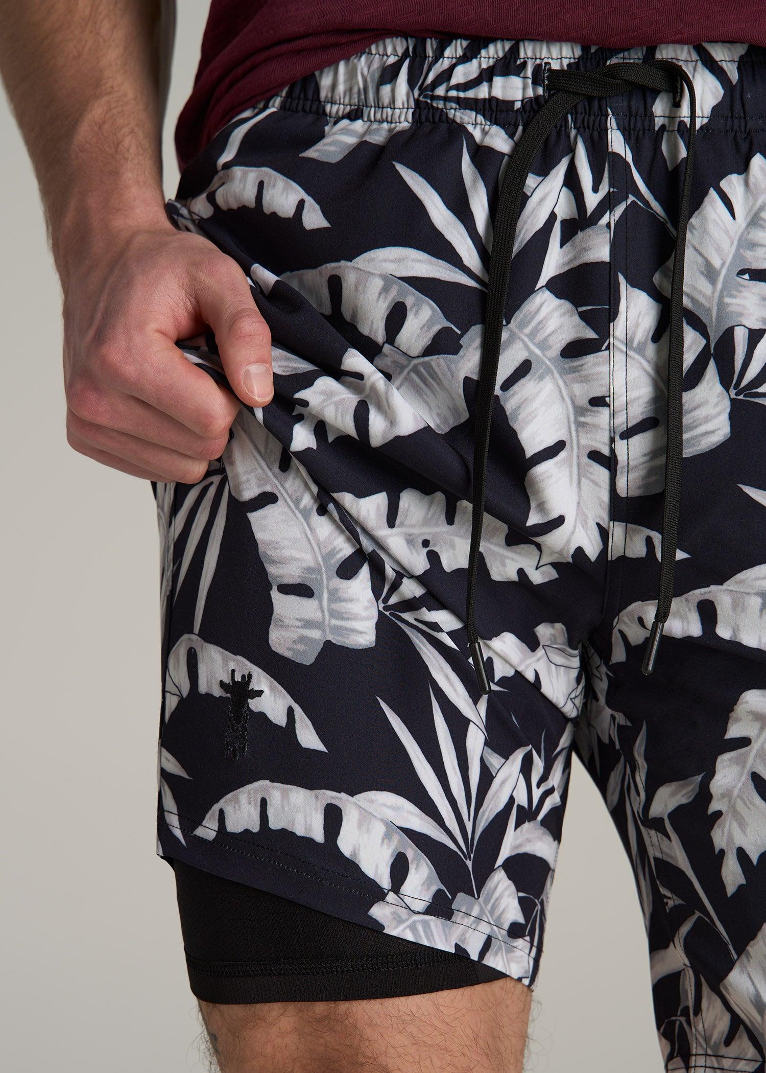 Volley Swim Shorts for Tall Men in White Palm Product Image