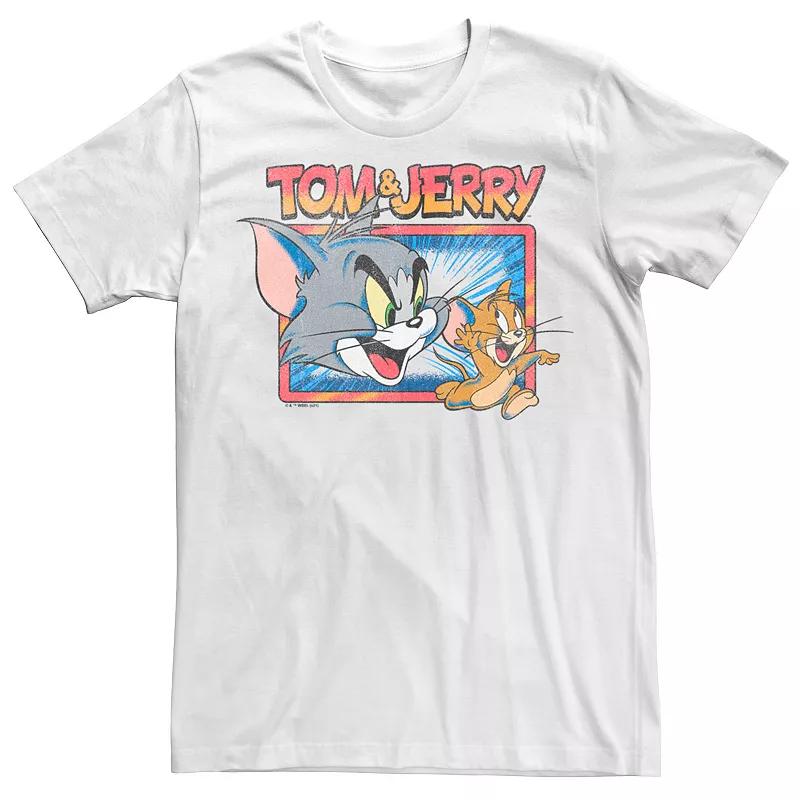 Big & Tall Tom And Jerry Distressed Square Graphic Tee, Men's,  Product Image