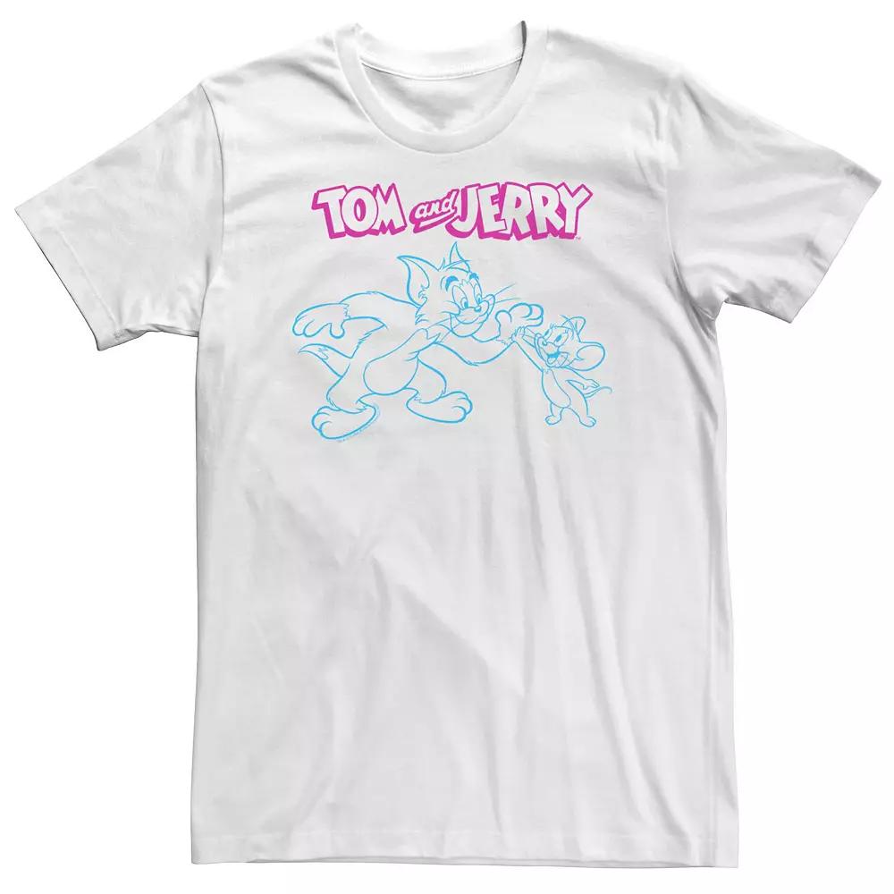 Big & Tall Tom And Jerry High Five Line Art Tee, Men's,  Product Image