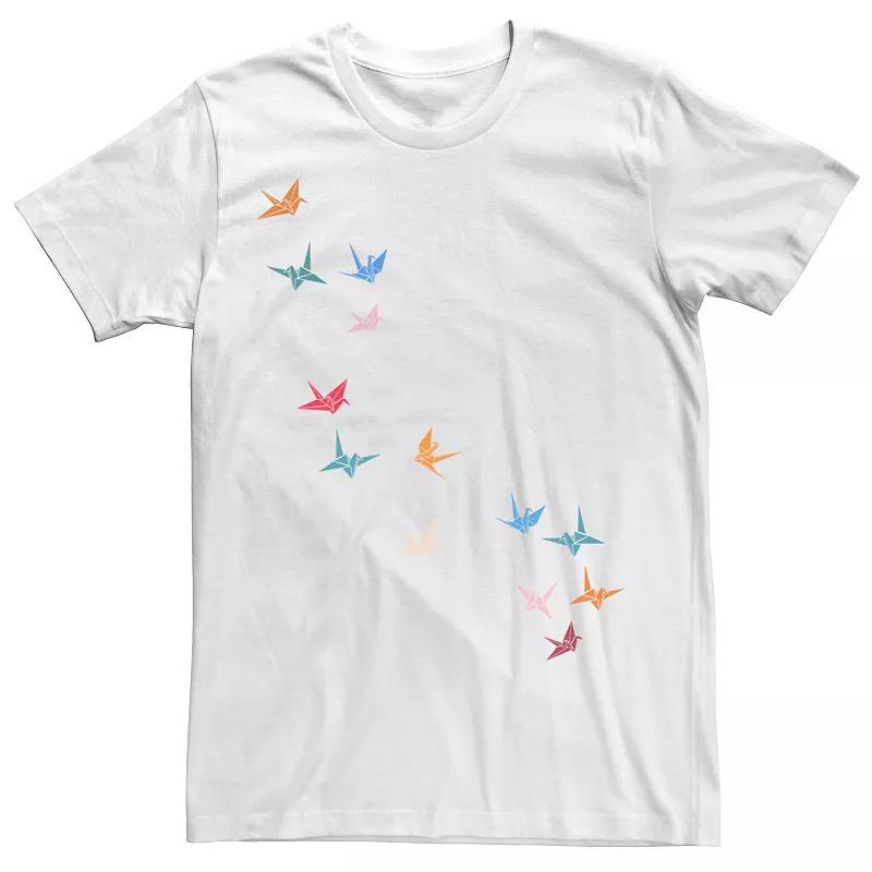Men's Flying Paper Cranes Birds Graphic Tee, Size: Small, White Product Image
