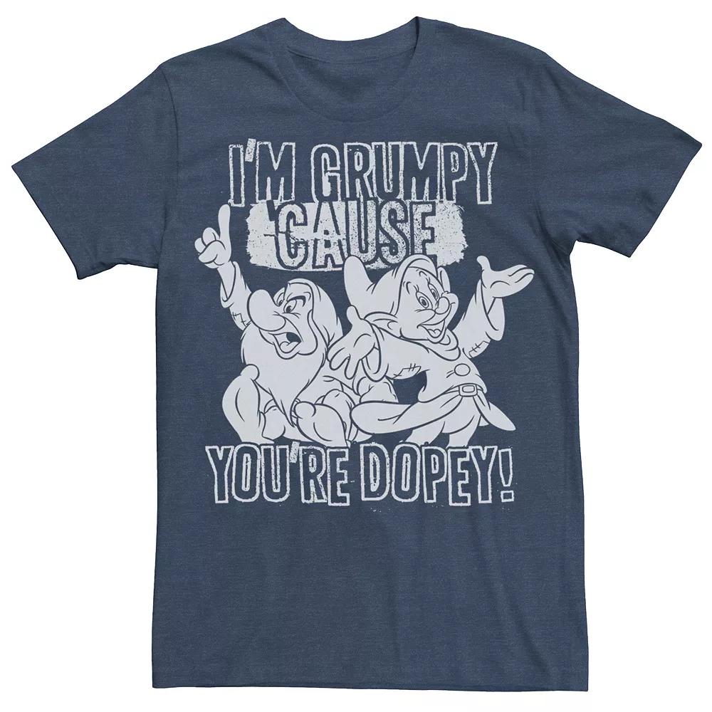 Disney's Snow White "I'm Grumpy 'Cause You're Dopey" Men's Tee, Size: Large, Navy Grey Product Image