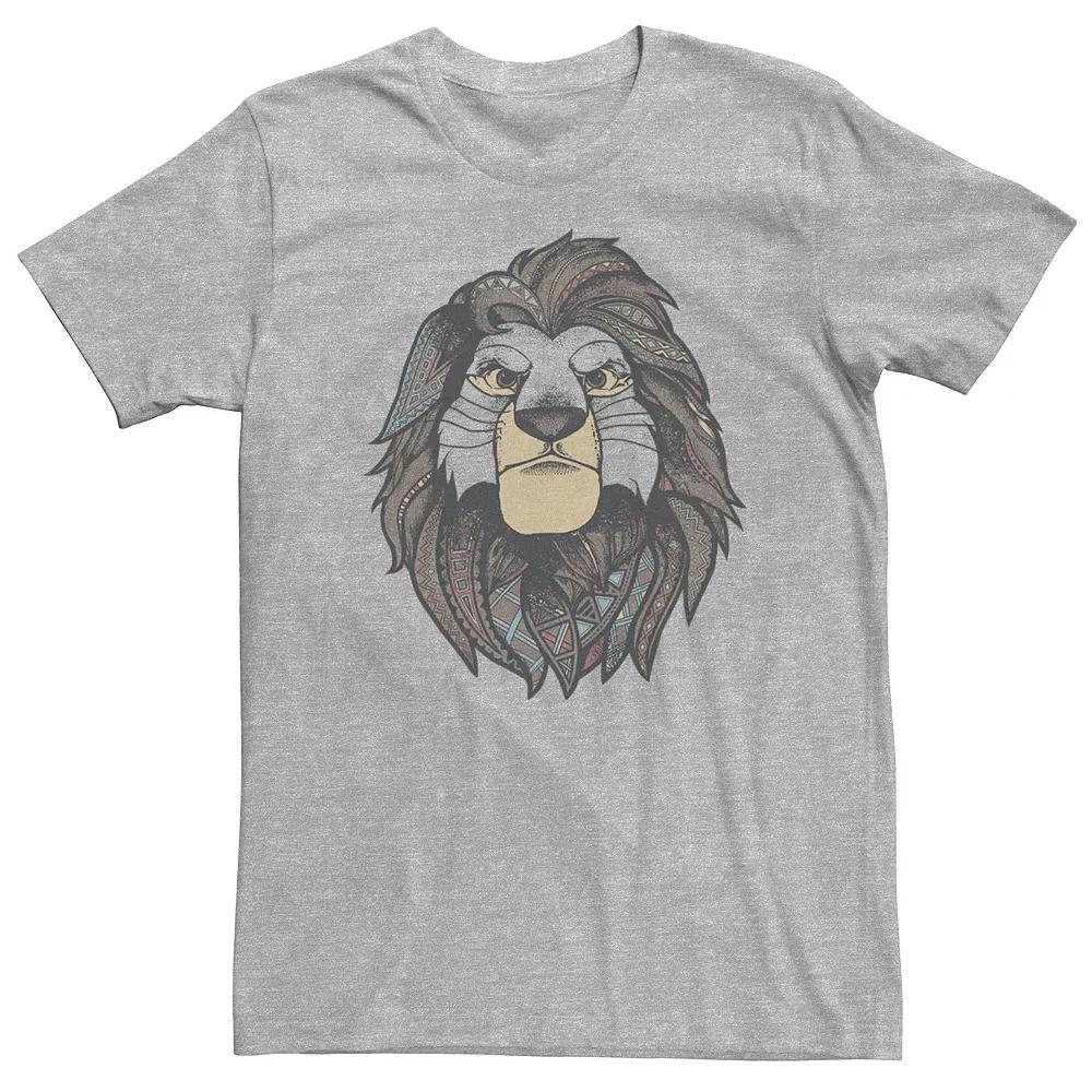 Disney's The Lion King Simba Big & Tall Boho Portrait Tee, Men's, Size: 4XL, Athletic Grey Product Image