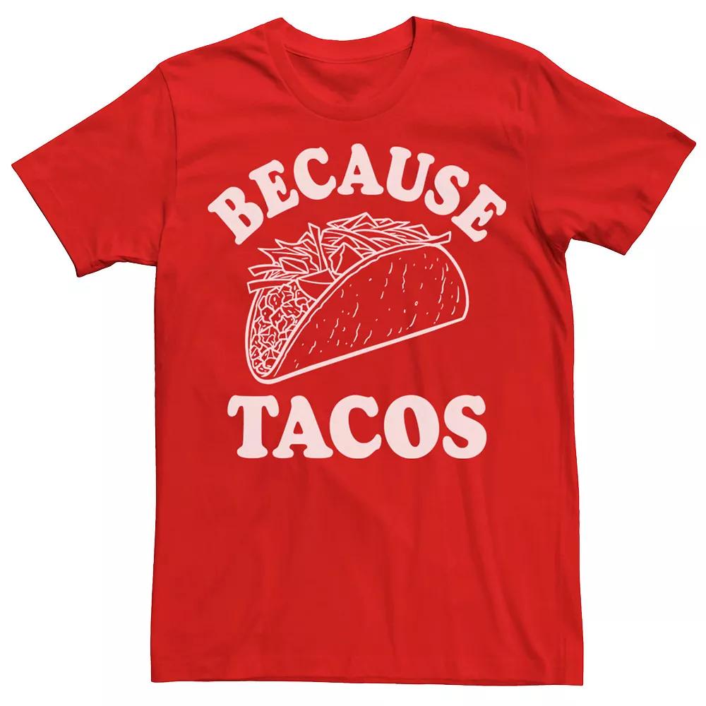 Men's Because Tacos Retro Text Funny Tee,  Product Image