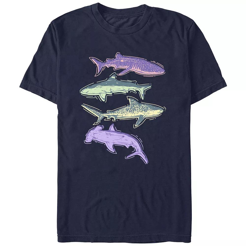 Men's Colorful Sharks Graphic Tee,  Product Image