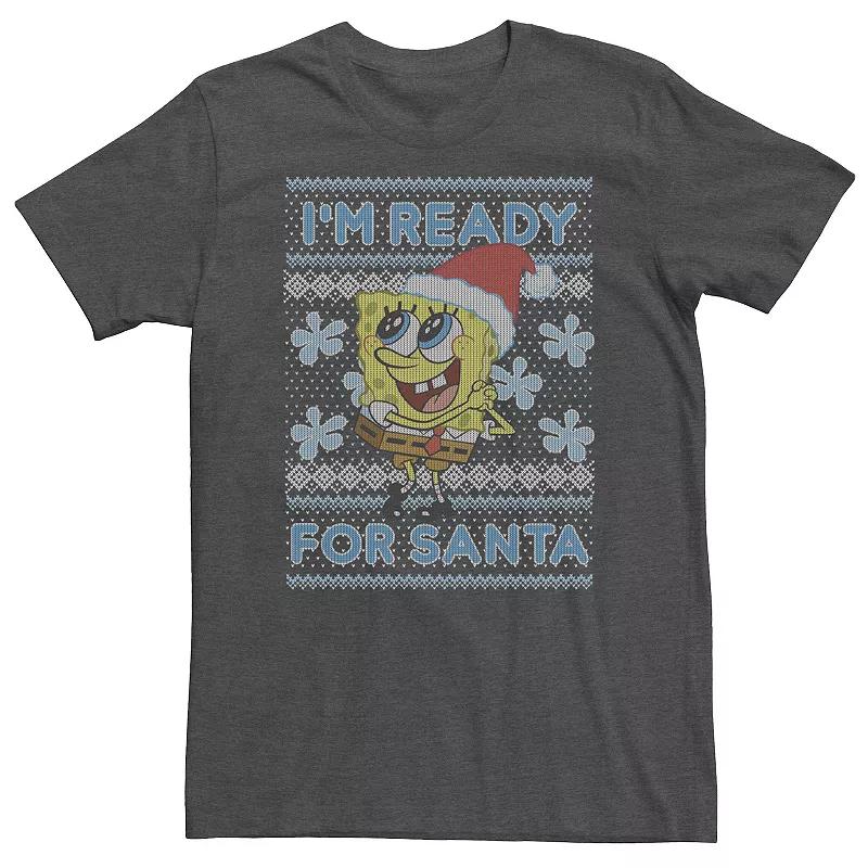Big & Tall Nickelodeon SpongeBob SquarePants "I'm Ready For Santa" Ugly Christmas Sweater Tee, Boy's,  Product Image