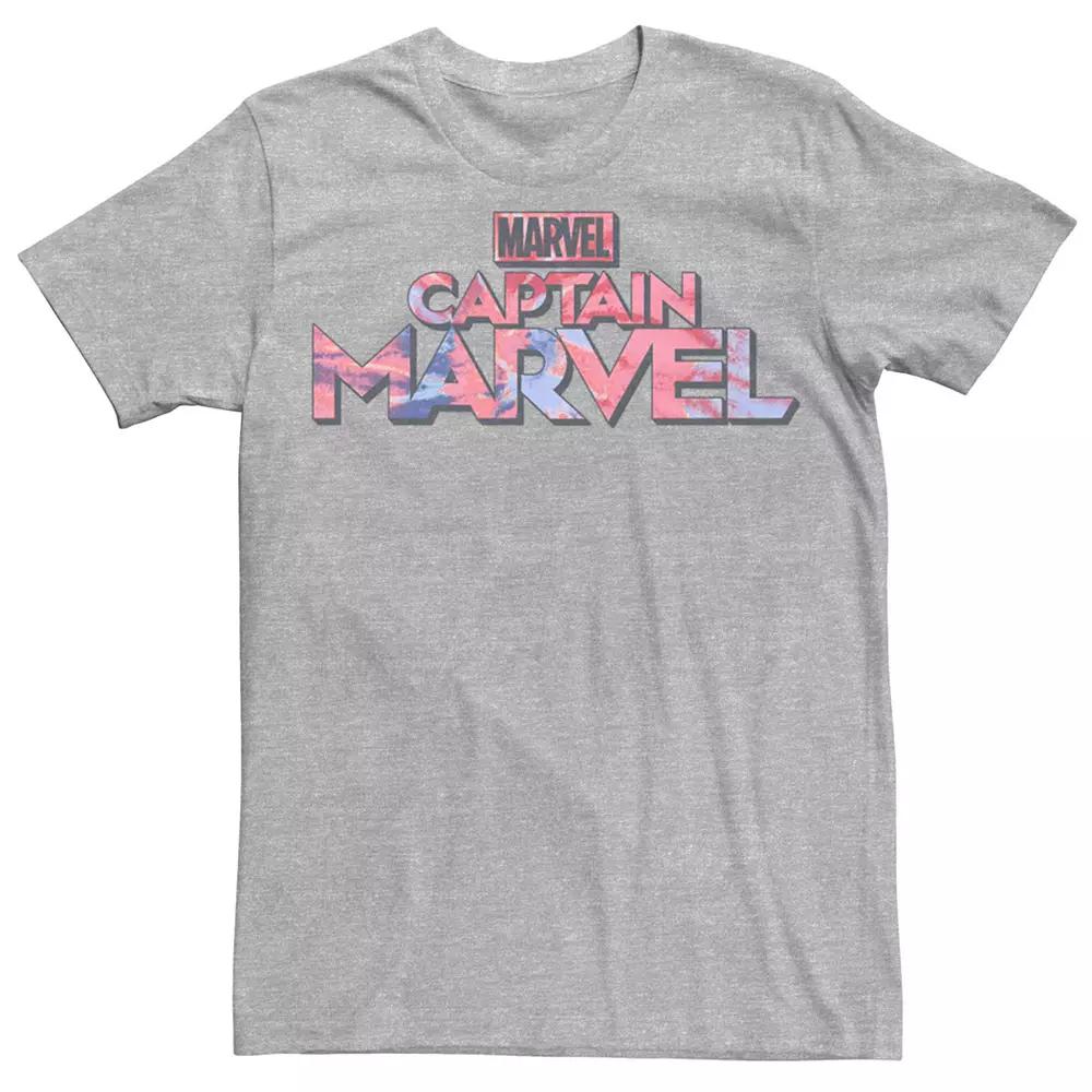 Men's Marvel Captain Marvel Tie Dye Text Logo Tee,  Product Image
