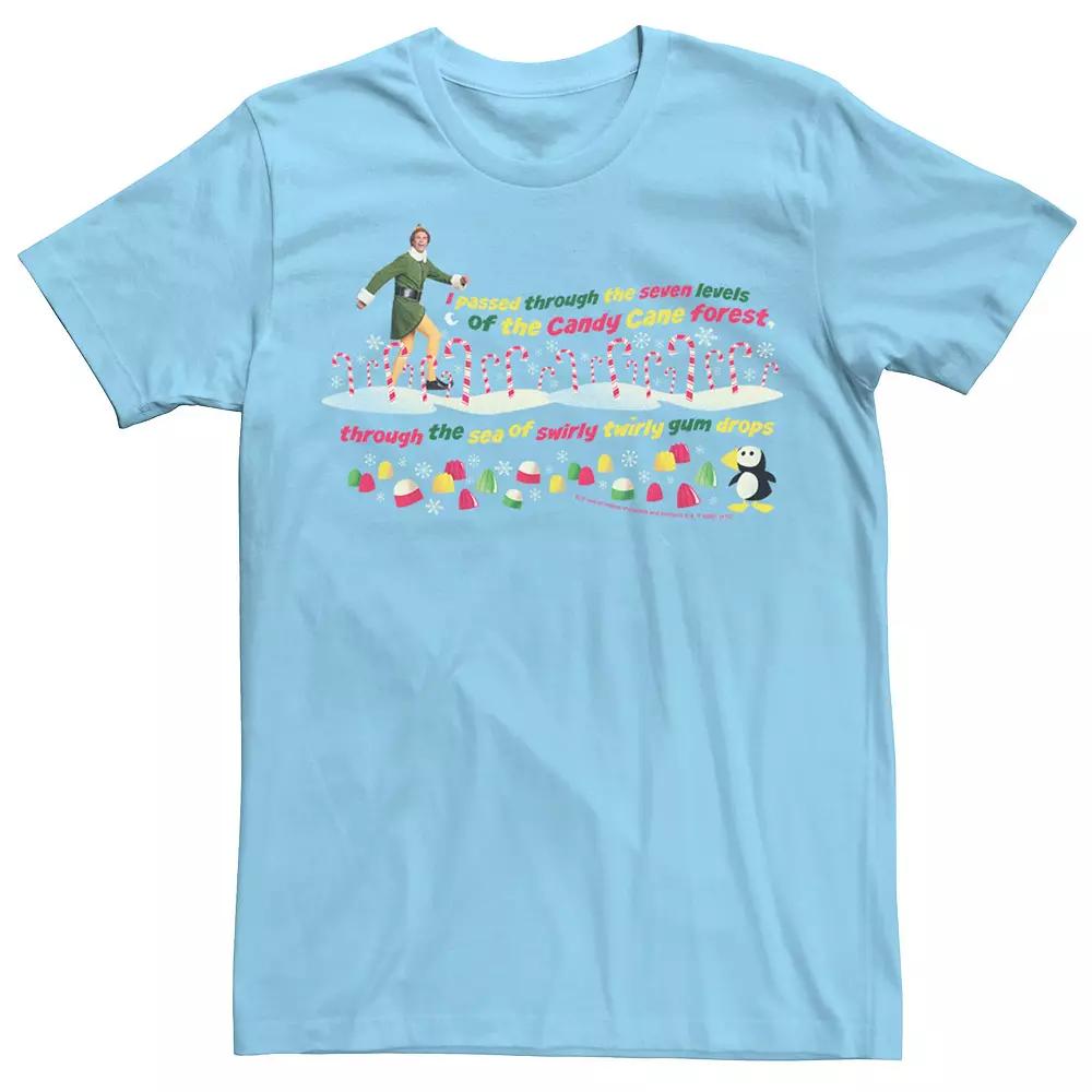 Men's Elf Buddy Seven Levels Of The Candy Cane Forest Text Tee,  Product Image