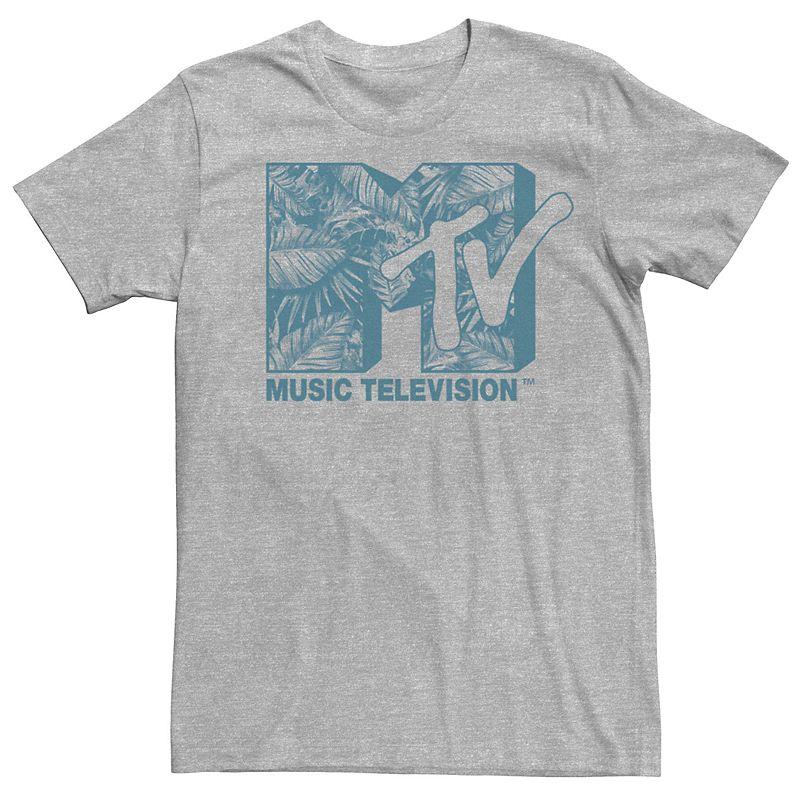 Men's MTV Logo Deep Teal Tropical Style Tee, Size: XXL, Athletic Grey Product Image