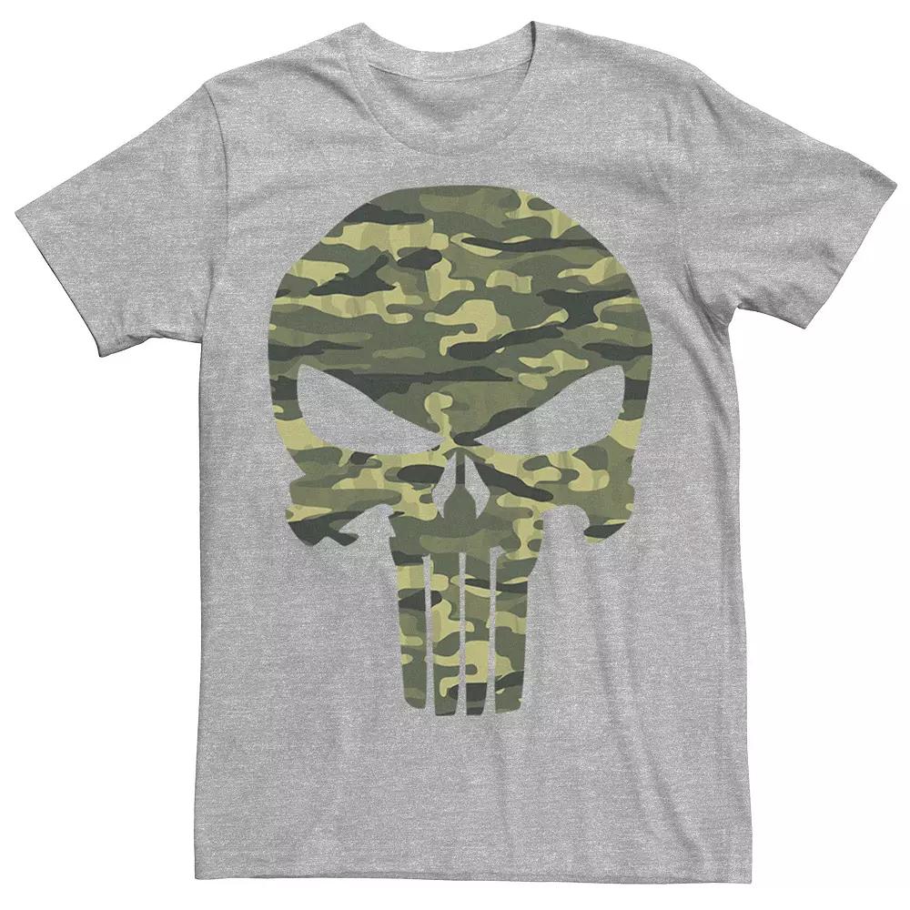Men's Marvel The Punisher Camo Skull Symbol Tee, Size: Medium, Athletic Grey Product Image