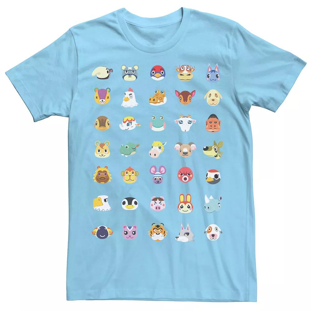 Men's Animal Crossing New Horizons Group Shot Character Faces Tee, Size: Small, Light Blue Product Image