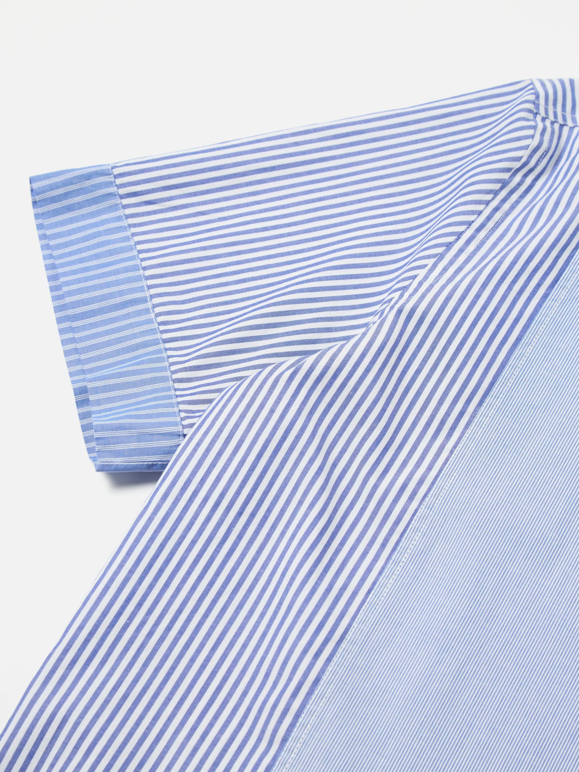 Universal Works Border Panel Shirt in Blue/White Classic Principe Mix Product Image