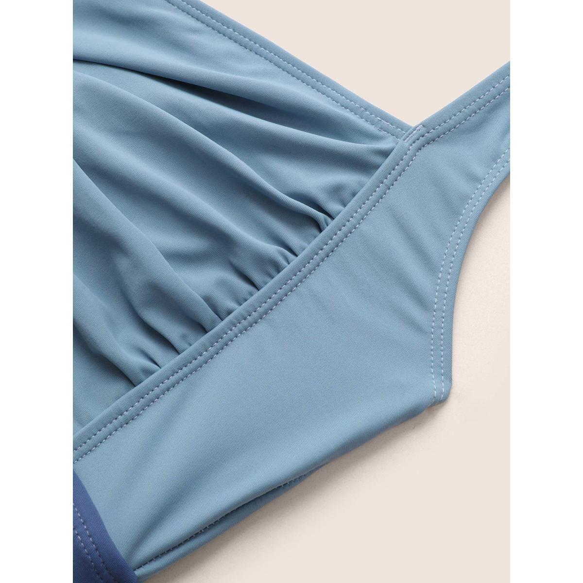 Plus Size Contrast Twist Front Tummy-Control One Piece Swimsuit Women's Swimwear Navy Resort Non Curve Bathing Suits High stretch One Pieces BloomChic 14-16/1X Product Image