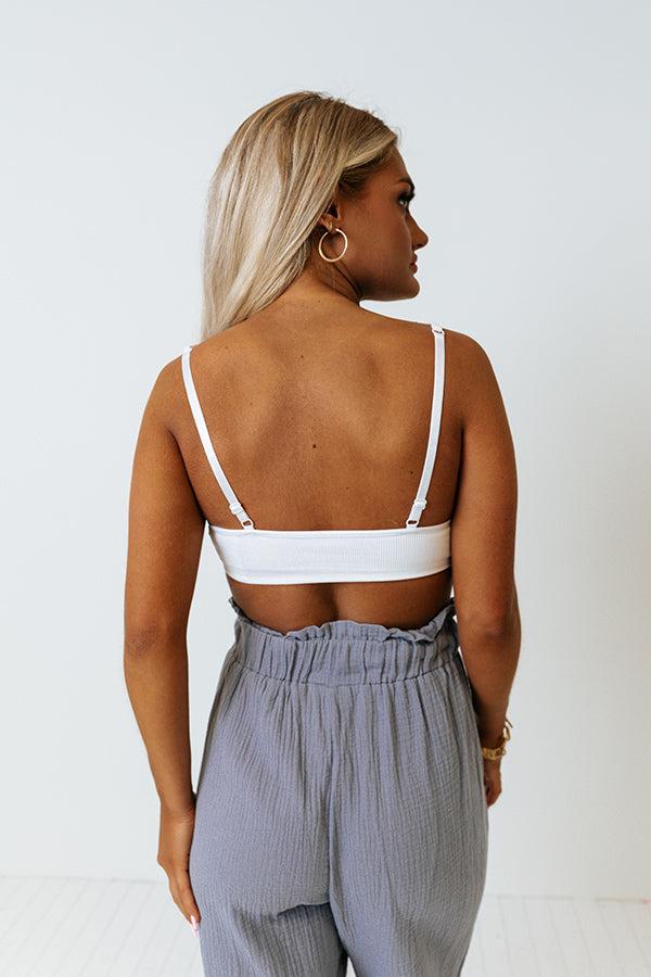 Back To Basics Seamless Ribbed Bralette In White Product Image