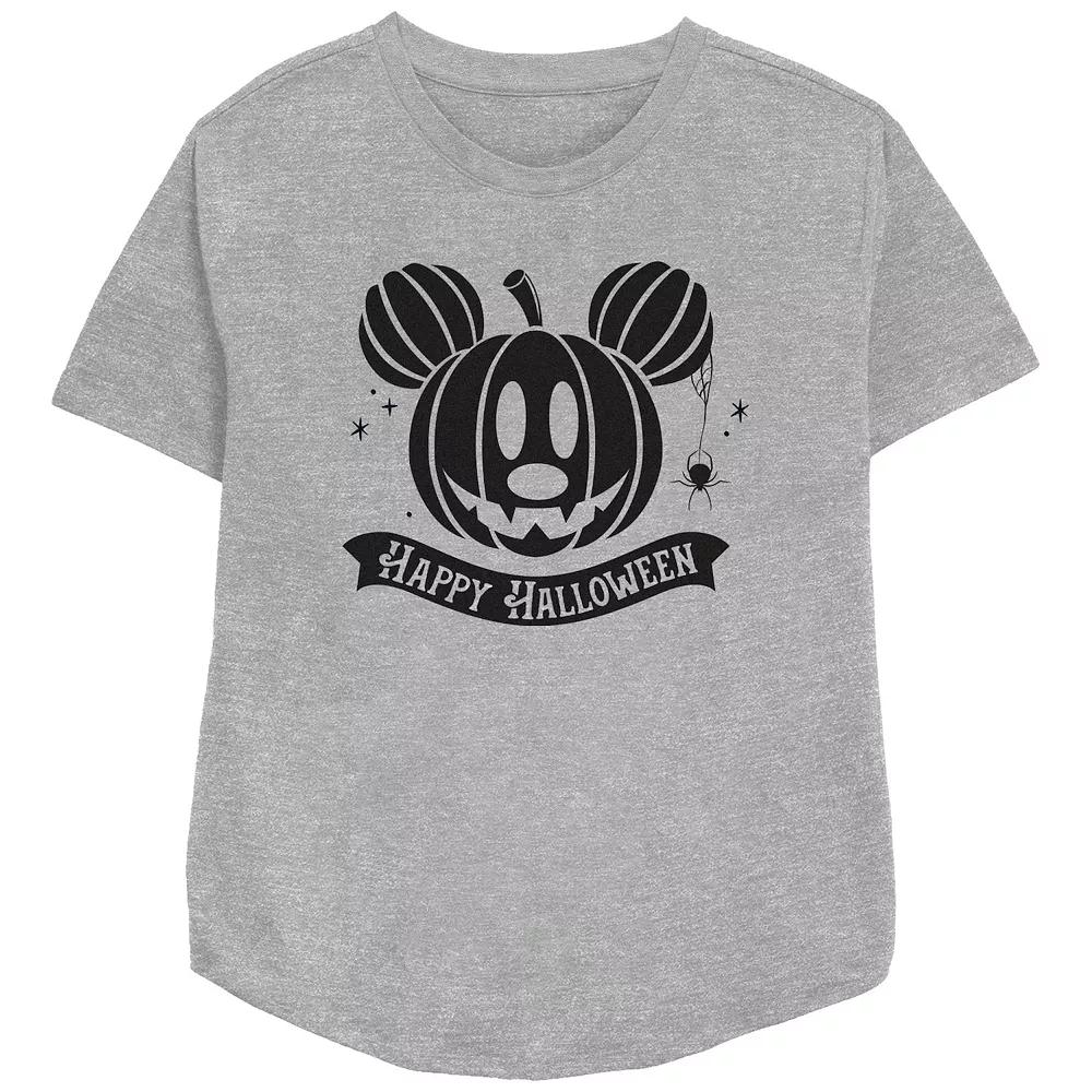 Disney's Mickey Mouse Jack O Lantern Happy Halloween Women's Relaxed Fit Graphic Tee,  Product Image