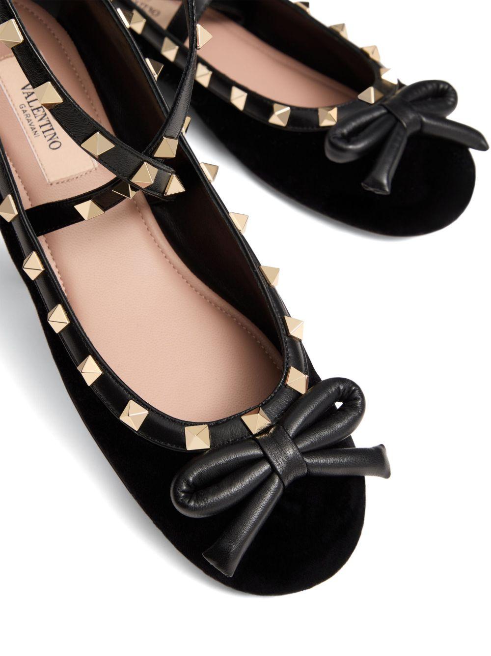 Rockstud velvet ballet flats Product Image