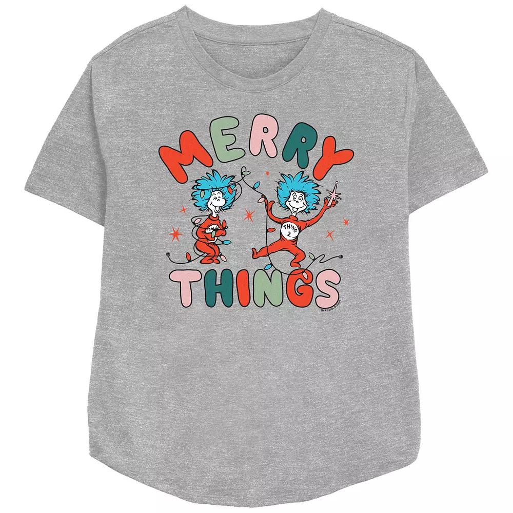 Women's Dr. Seuss Thing 1 And Thing 2 Merry Things Relaxed Fit Graphic Tee,  Product Image
