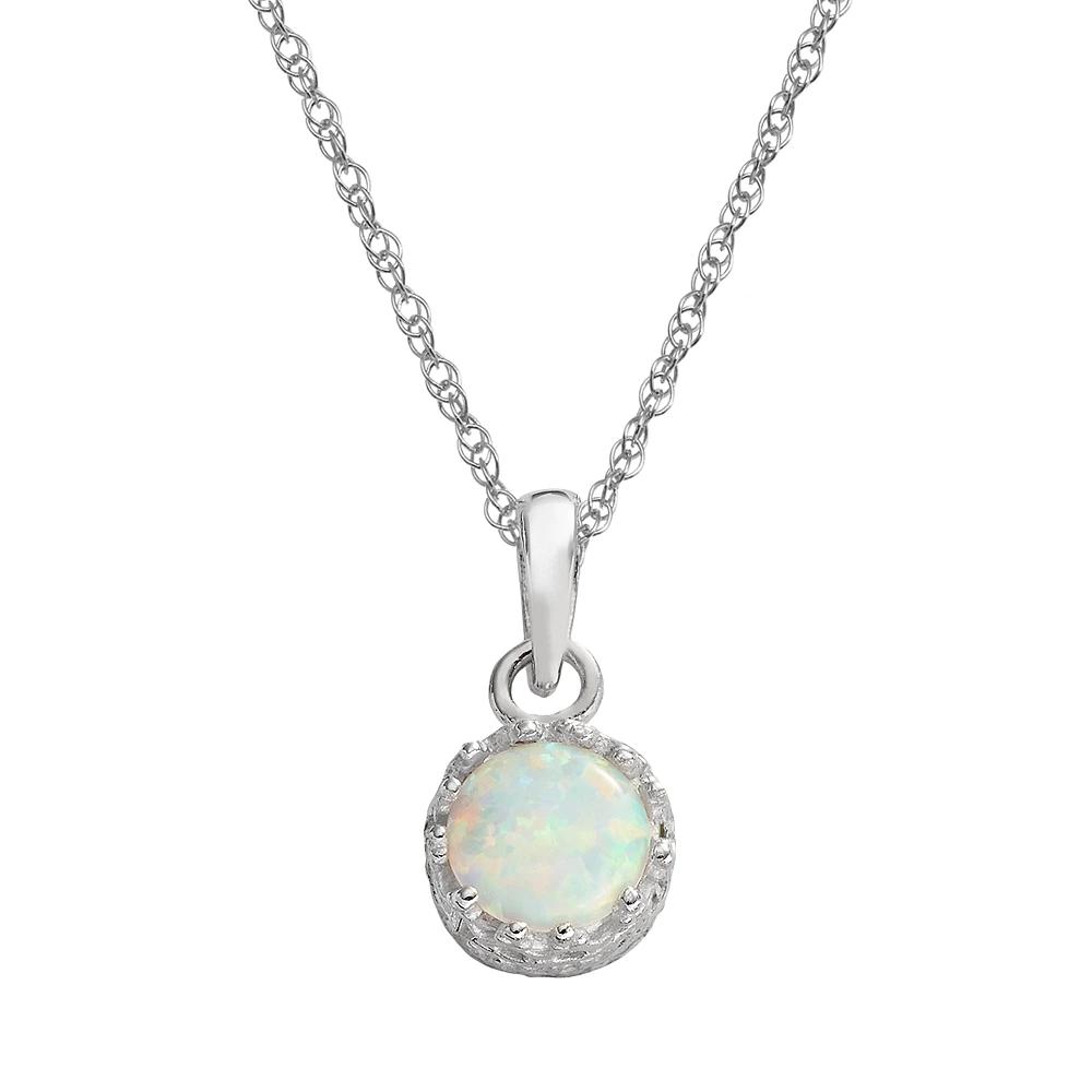 Designs by Gioelli Sterling Silver Lab-Created Opal Pendant, Women's, Size: 18", White Product Image
