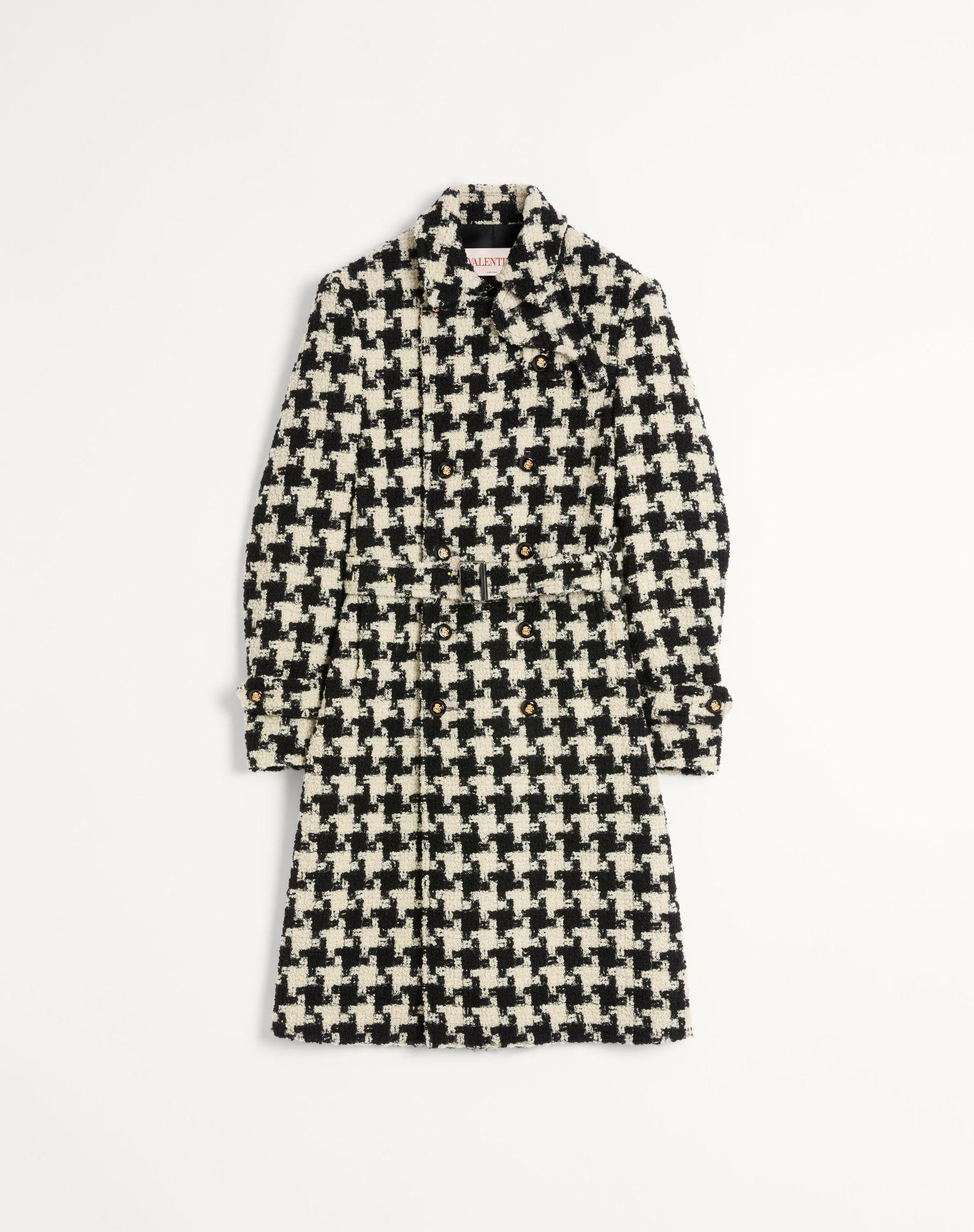 Double-Breasted Wool Trench Coat With Pied De Coque Pattern Product Image