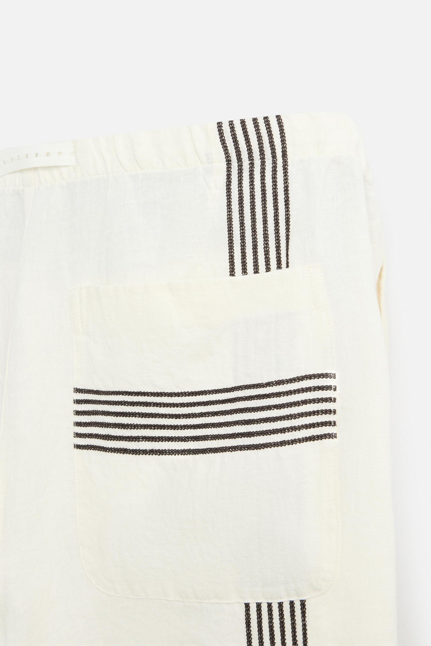 100% LINEN PANTS WITH STRIPES Product Image