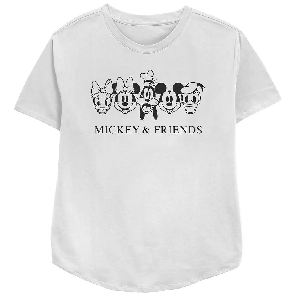 Disney's Mickey Mouse And Friends Character Head Lineup Women's Relaxed Fit Graphic Tee,  Product Image