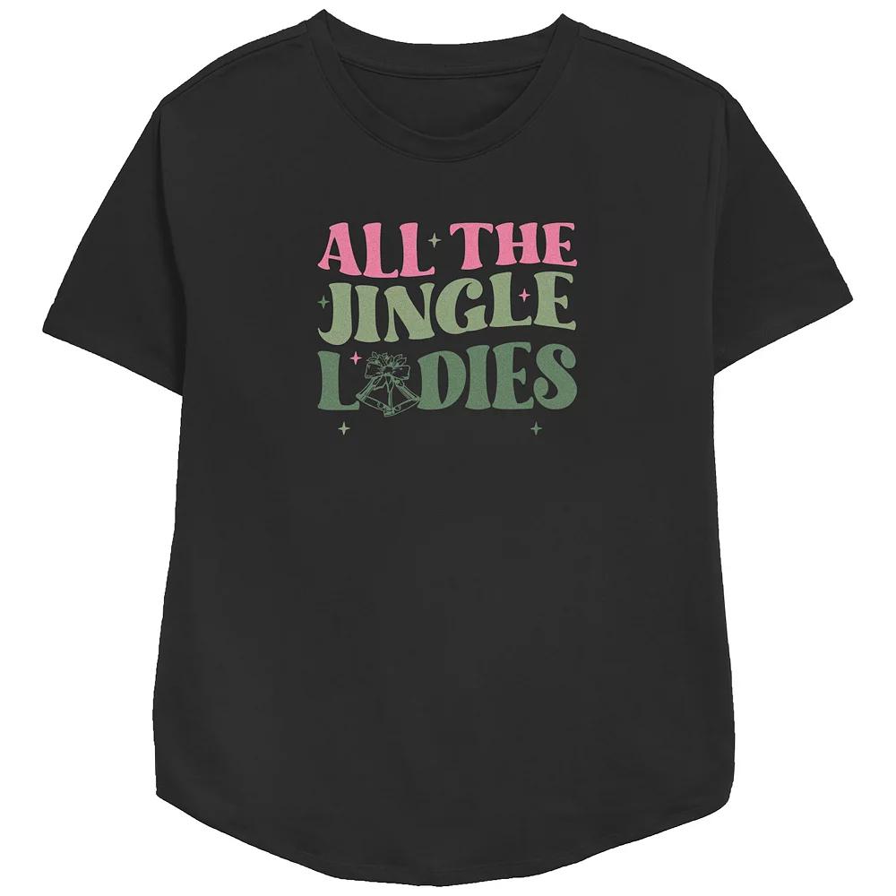 Women's All The Jingle Ladies Relaxed Fit Graphic Tee, Size: Small, Black Product Image