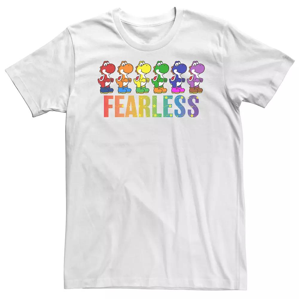 Big & Tall Super Mario Pride Yoshi Fearless Rainbow Line Up Tee, Men's,  Product Image