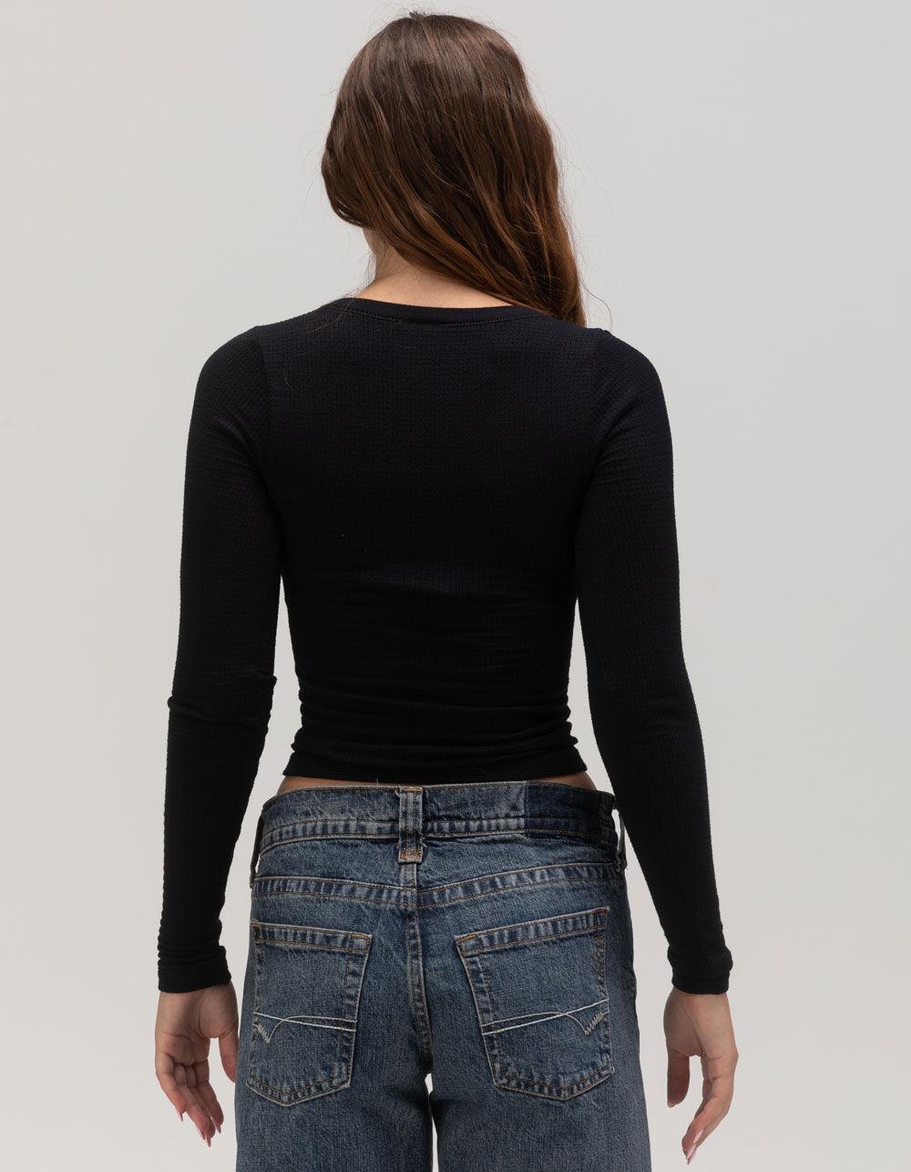 BDG Urban Outfitters Knockout Womens Lace Up Top - BURGUNDY Product Image