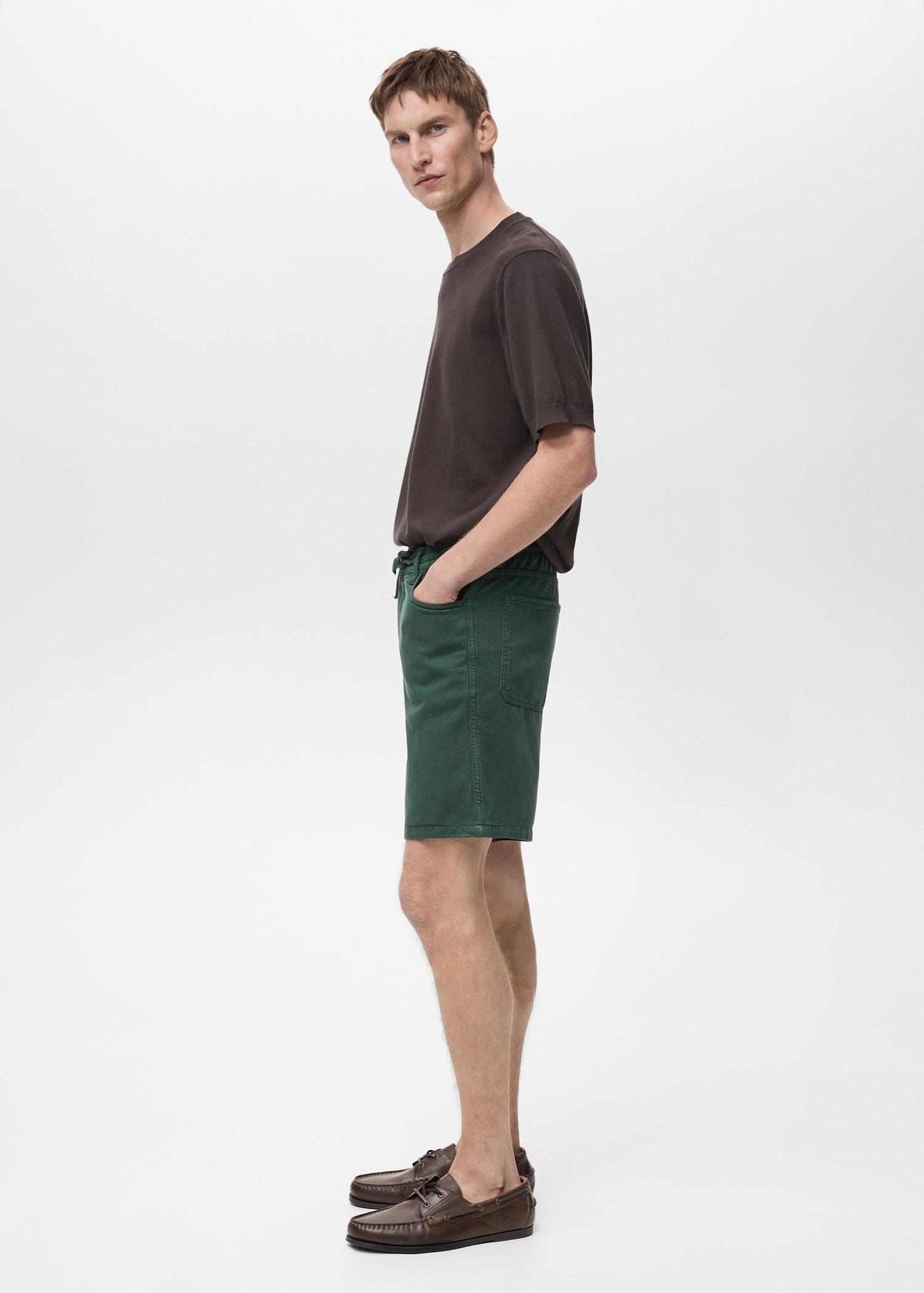 Denim bermuda shorts with drawstring - Men | MANGO USA Product Image