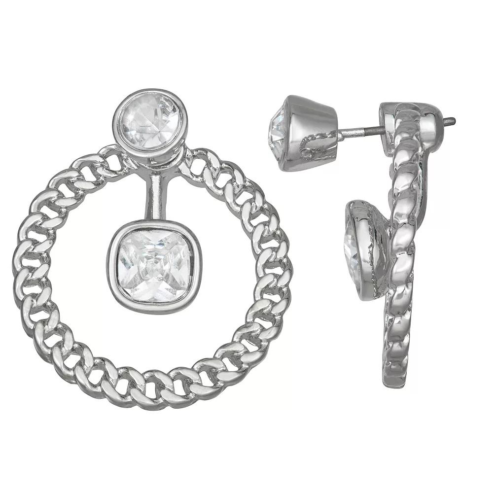 Simply Vera Vera Wang Silver Tone Stone Front Back Earrings, Women's, Clear Product Image