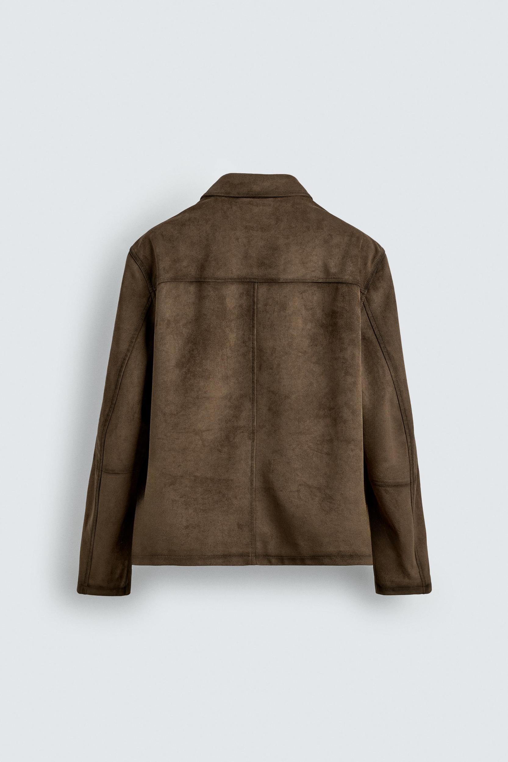 REGULAR FIT FAUX SUEDE OVERSHIRT Product Image