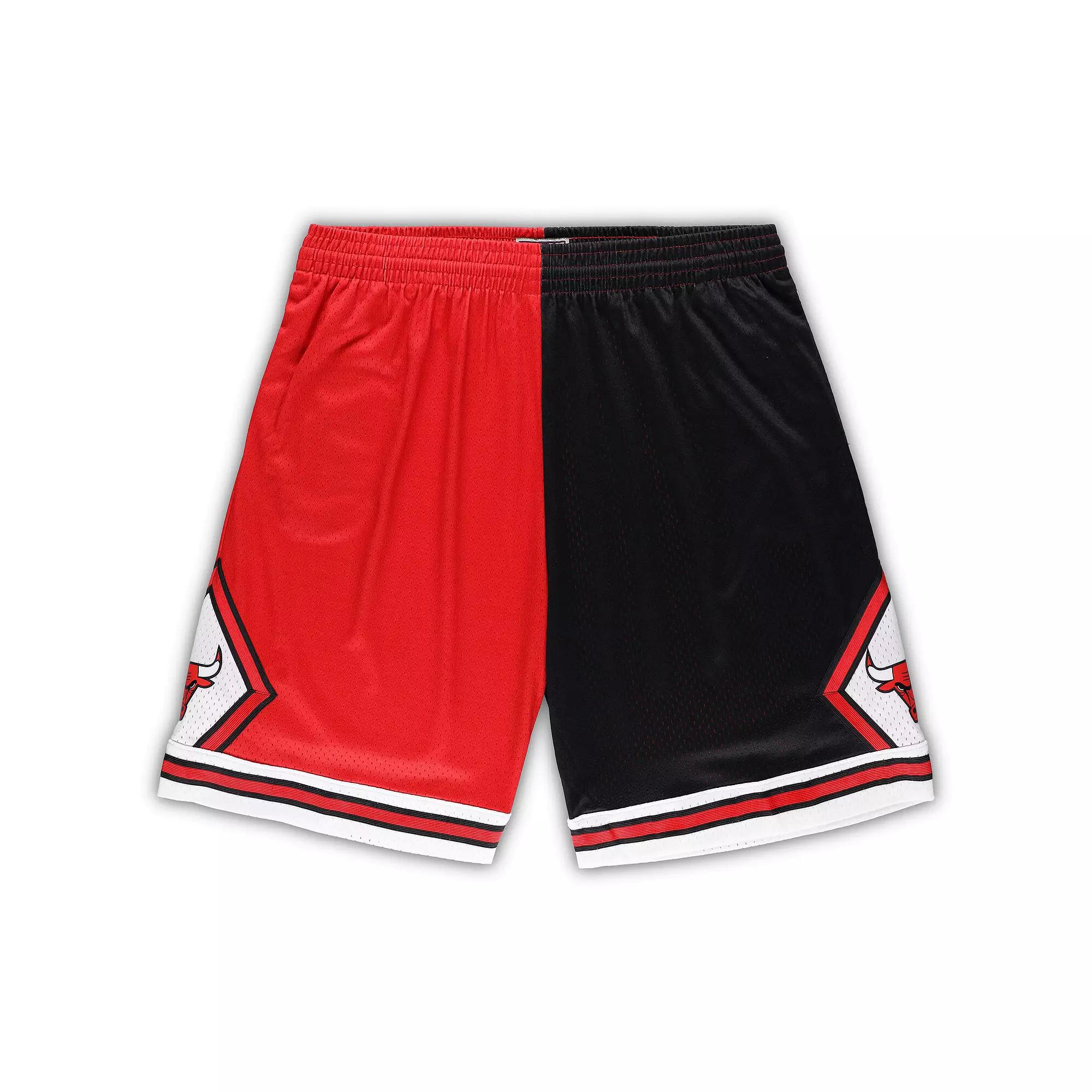Men's Mitchell & Ness Red/Black Chicago Bulls Big & Tall Hardwood Classics Split Swingman Shorts, Size: 3XB Product Image