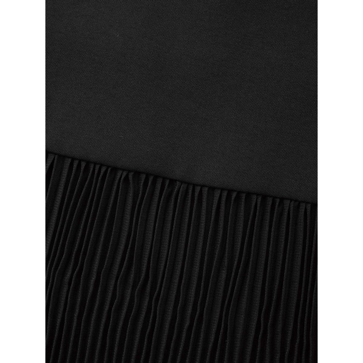 Plus Size Mesh Patchwork Lantern Sleeve Pleated Dress Black Women Elegant See through V-neck Long Sleeve Curvy BloomChic 10/M Product Image