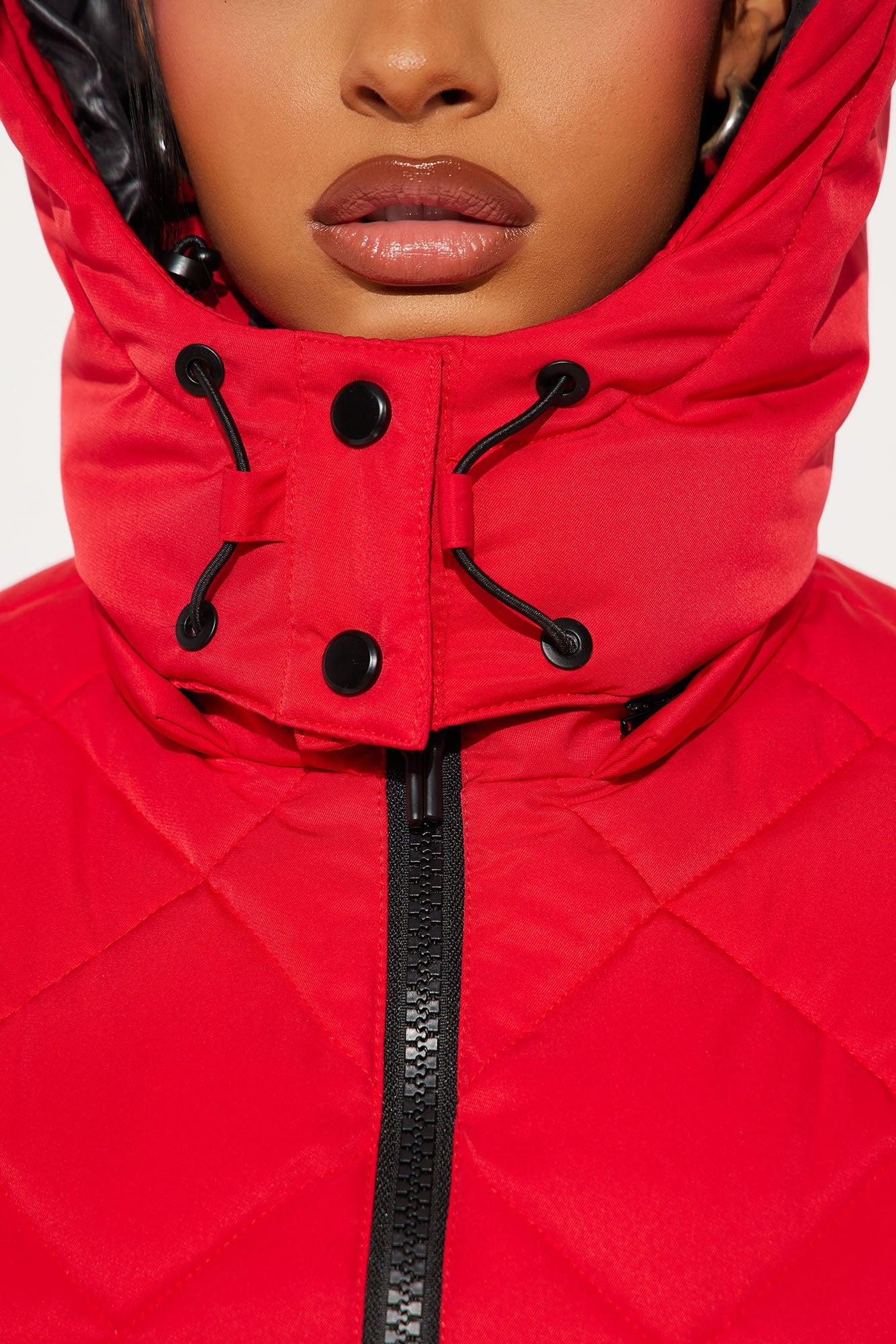 Snow Days Quilted Puffer Jacket - Red Product Image