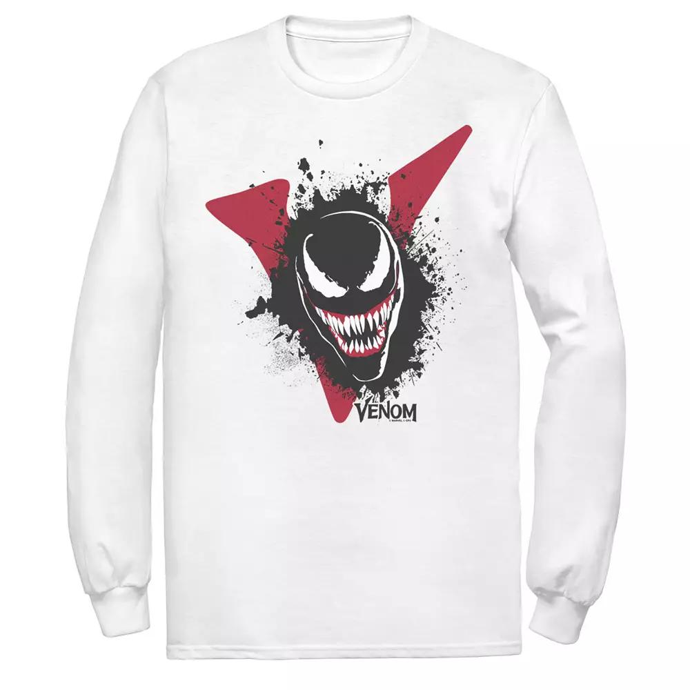 Mens Marvel Venom Big V Face Paint Splatter Long Sleeve Graphic Tee Product Image