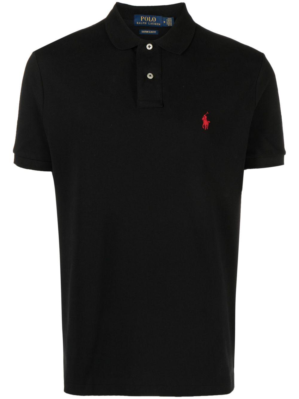 POLO RALPH LAUREN Black Polo Shirt With Classic Collar And Pony Embroidery On The Front In Cotton Man Product Image