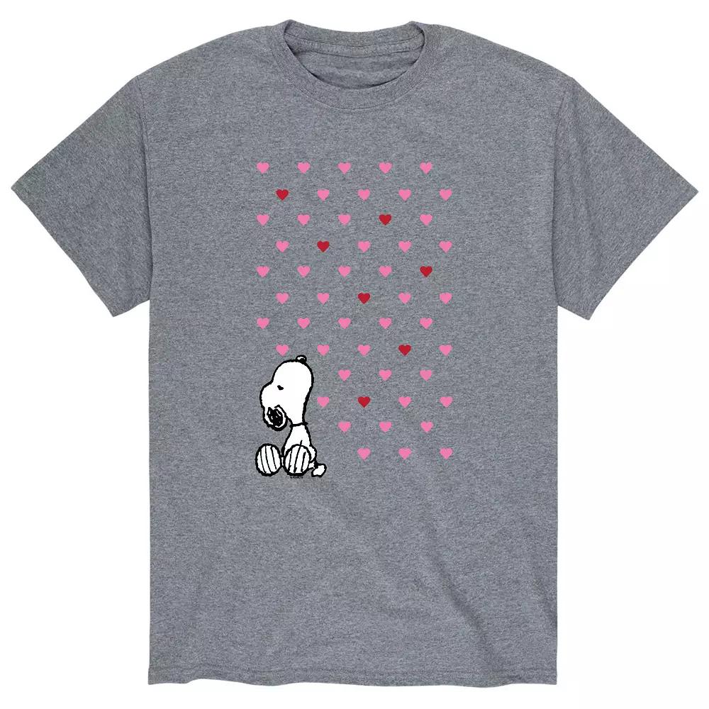 Men's Peanuts Valentine Snoopy Hearts Tee, Size: Small, Gray Product Image